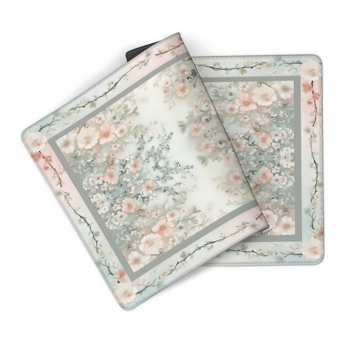 Cute Floral Aesthetic Daisy Gaming Mouse Pad, Morandi Rug Desk Mat with Anti-Slip Base & Stitched