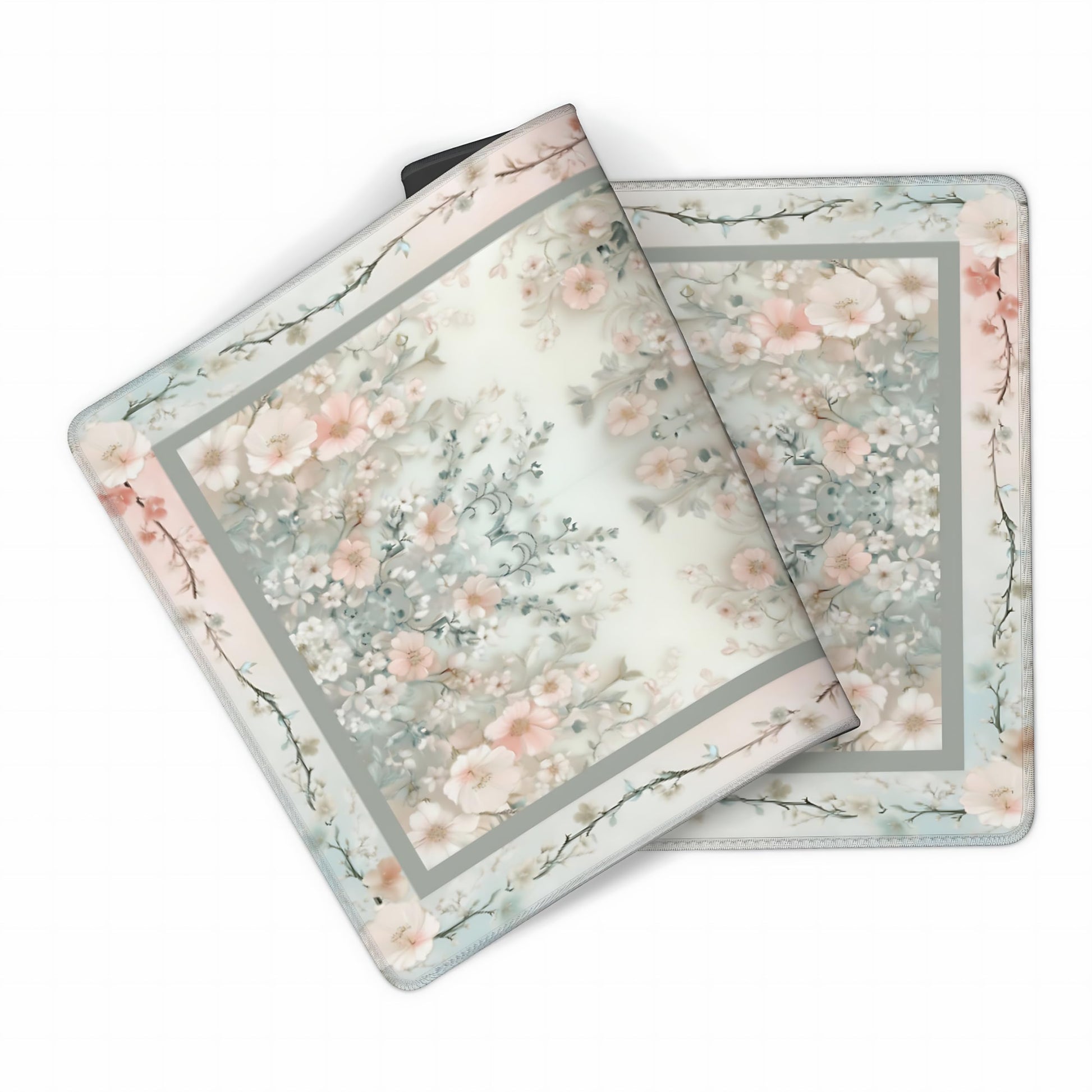 Cute Floral Aesthetic Daisy Gaming Mouse Pad, Morandi Rug Desk Mat with Anti-Slip Base & Stitched