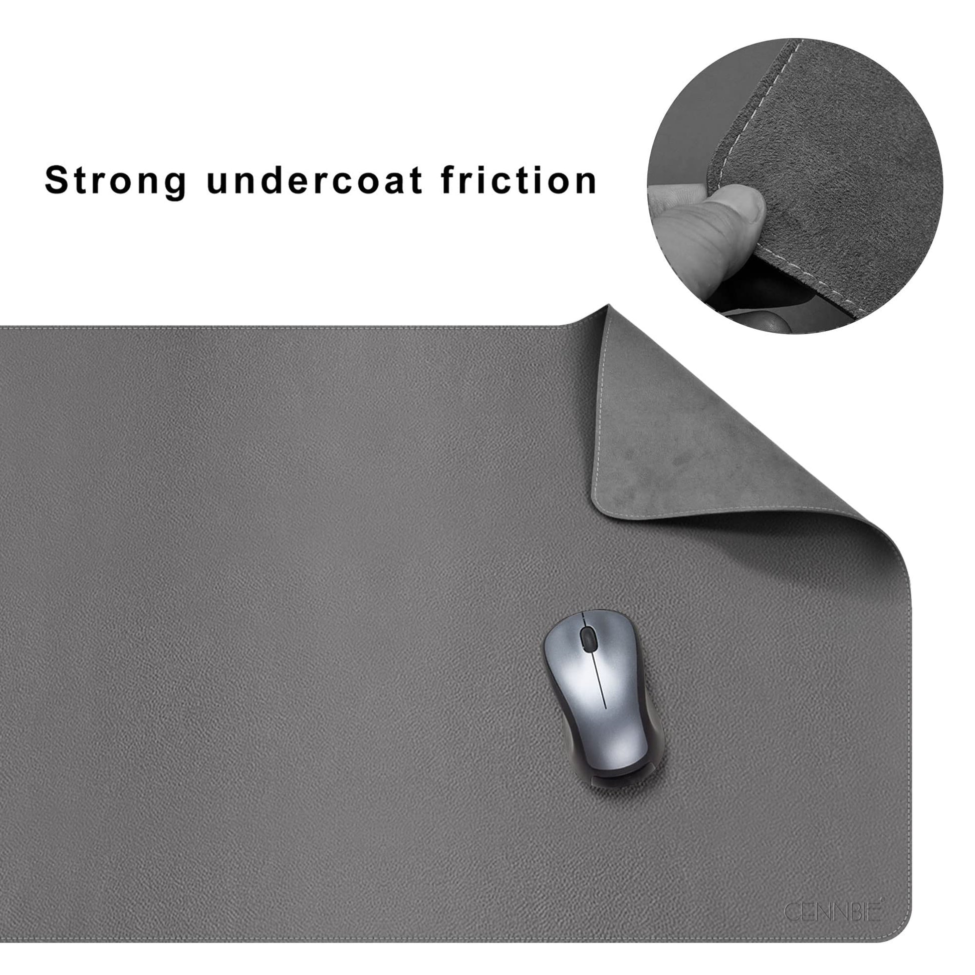 CENNBIE Leather Desk Mat, 55''x19.6'' Extra Large Desk Pad (Grey)