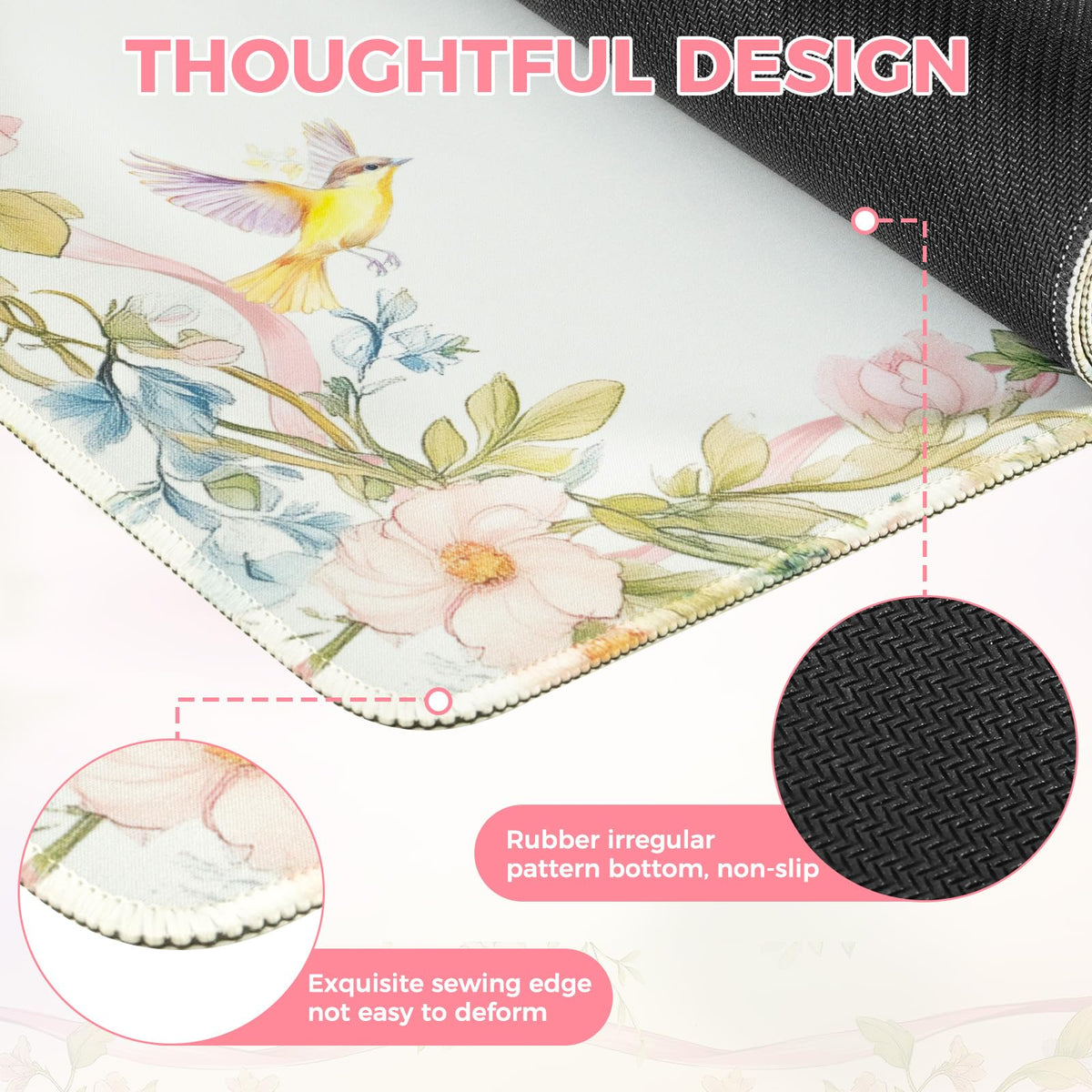 iCasso Desk Matt for Desktop,Cute Desk Pad,White