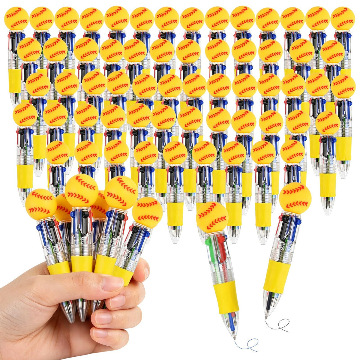 Zhirlyn Softball Party Favors Softball Pens Mini Multicolor Pen in One Cute Fun 4-in-1 Pens Bulk