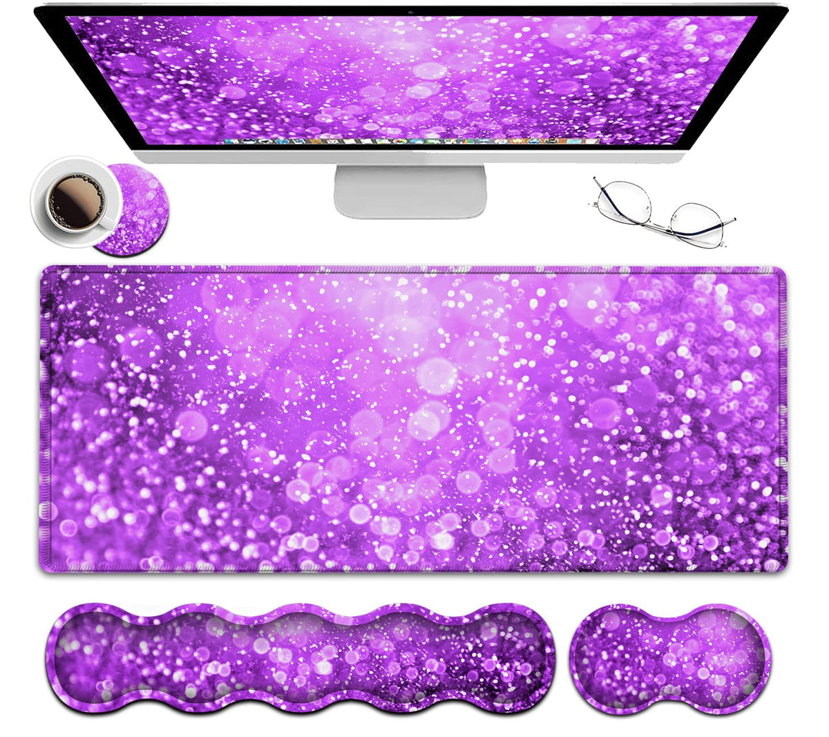 Large Gaming Mouse Pad (31.5x11.8 in), Rubber Base XXL Mousepad with Stitched Edges, Ergonomic