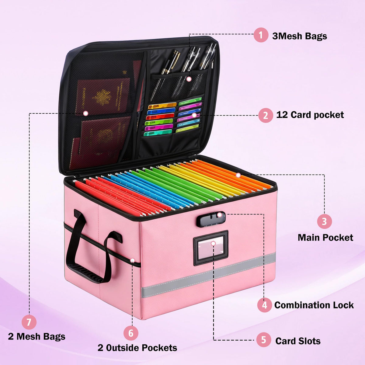 EXLIFBAG Fireproof File Organizer with Lock, 1 Layer