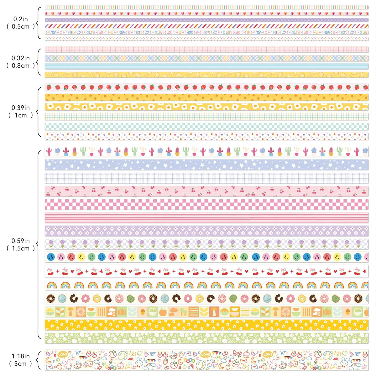 PAGEMORE 32 Rolls Colorful Cute Floral Writable Washi Tape Set, Decorative Tapes for Scrapbooking