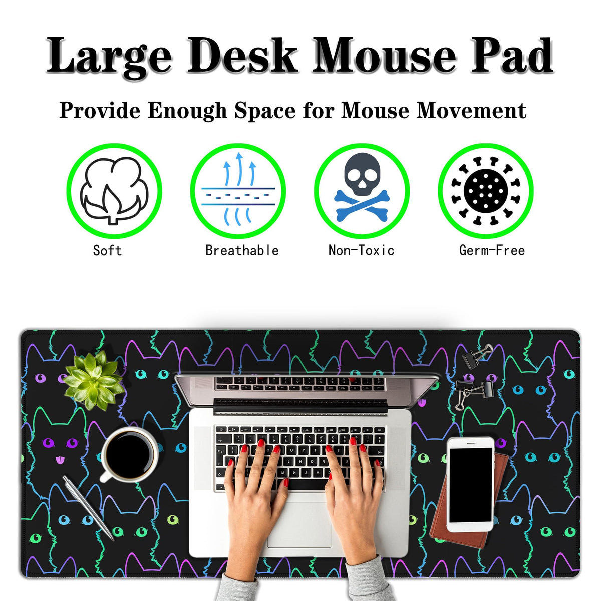 Samgula Big Mouse Pad Black Purple The Desk Pad Computer Mouse Pads Keyboard Pads Deskmat