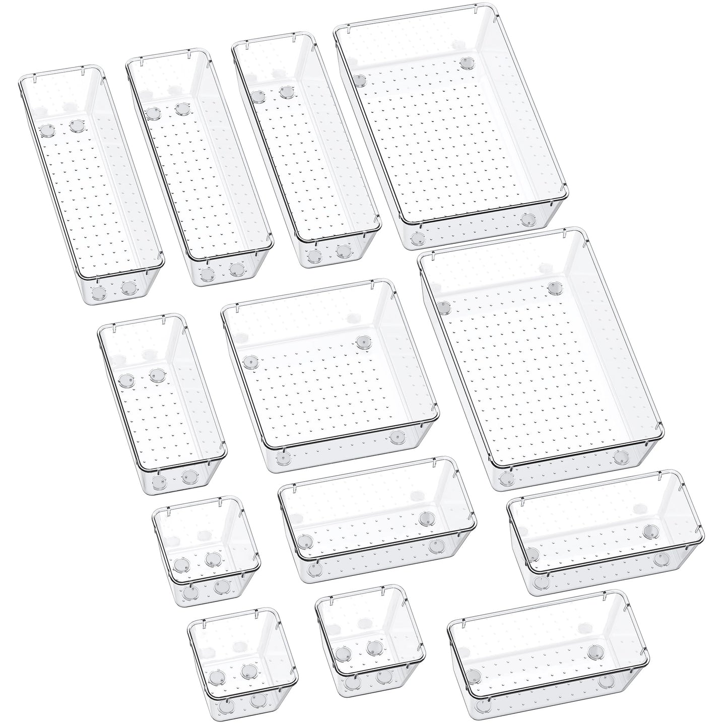 SMARTAKE 13-Piece Drawer Organizers with Non-Slip Silicone Pads, 5-Size