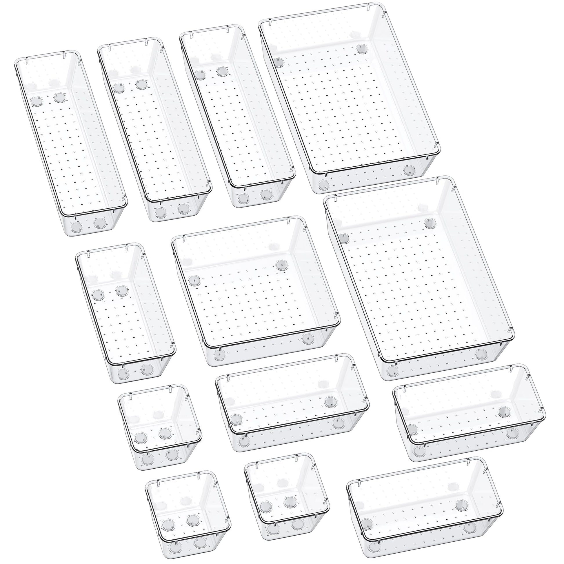 SMARTAKE 13-Piece Drawer Organizers with Non-Slip Silicone Pads, 5-Size