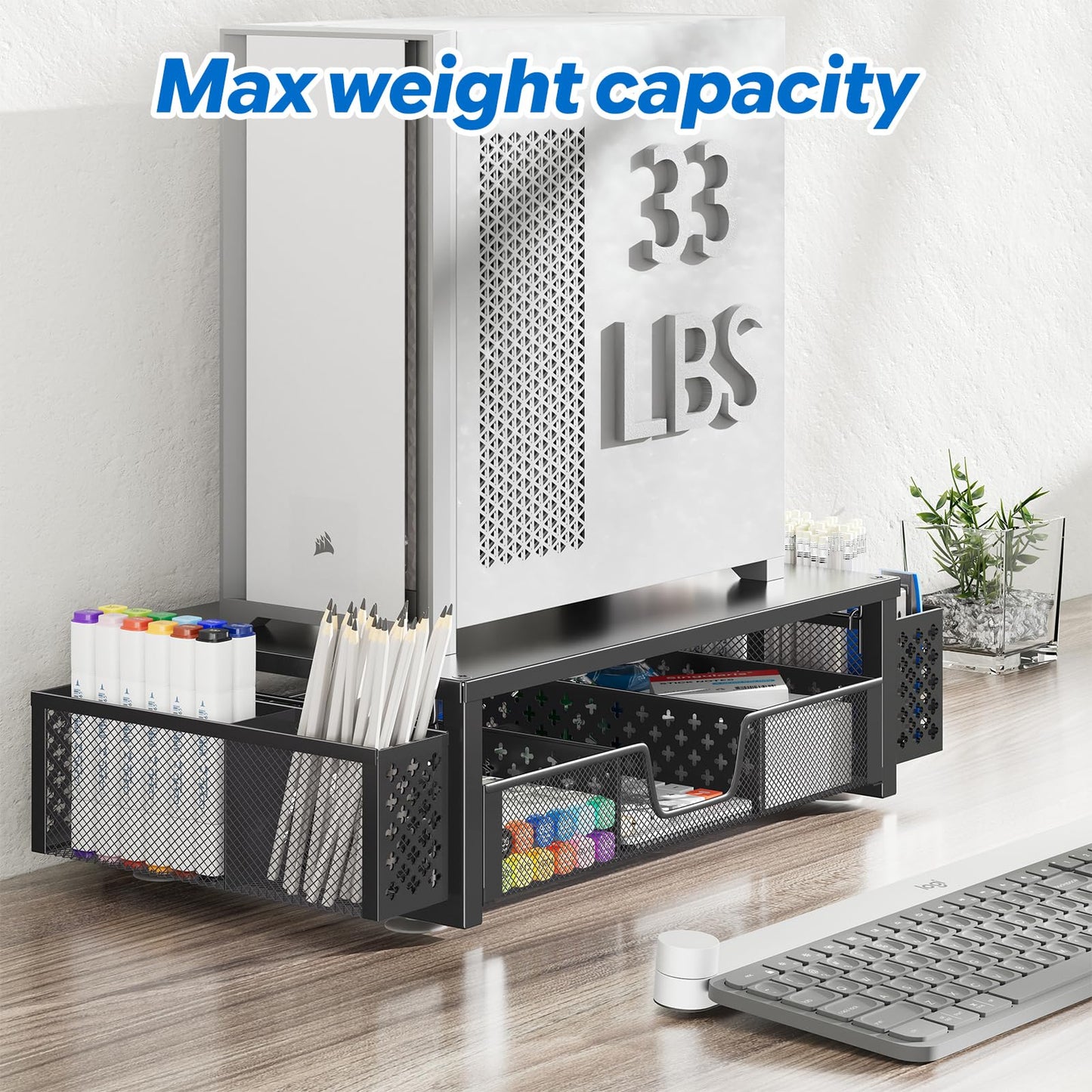 Simple Trending Monitor Stand Riser, Desk Organizer and Accessories, Black