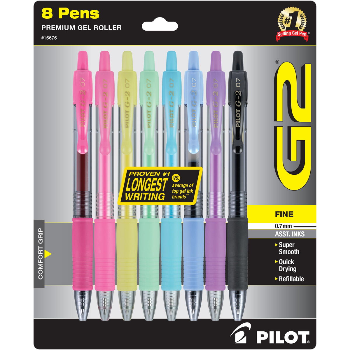 PILOT G2 Premium Gel Ink Pens, Fine Point 0.7mm, Assorted Color Bright Inks
