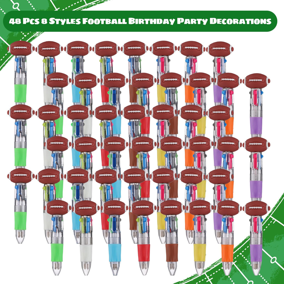 BESARME 48 Pcs Football Pens, Fun Multicolor Pens Gifts for Football Game