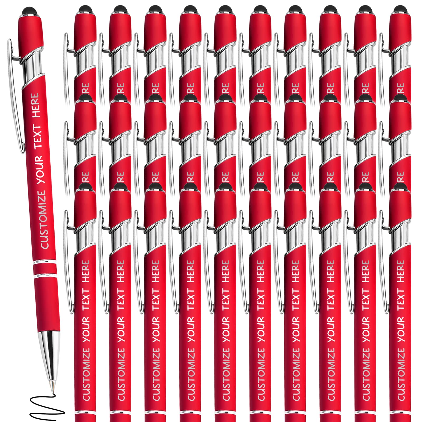Yananka 36 Custom Pens with Stylus, Personalized Pens with Free Engraving for Business, Graduation