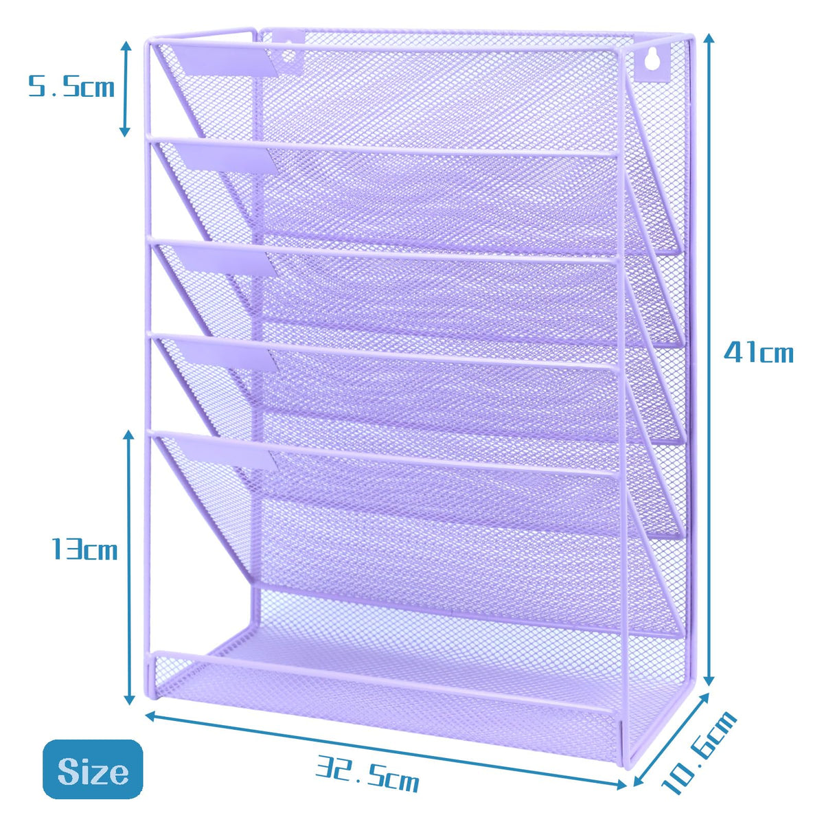 ideallife 5 Pockets Mesh Wall File Holder Organizer with Bottom Flat Tray, Office Hanging File