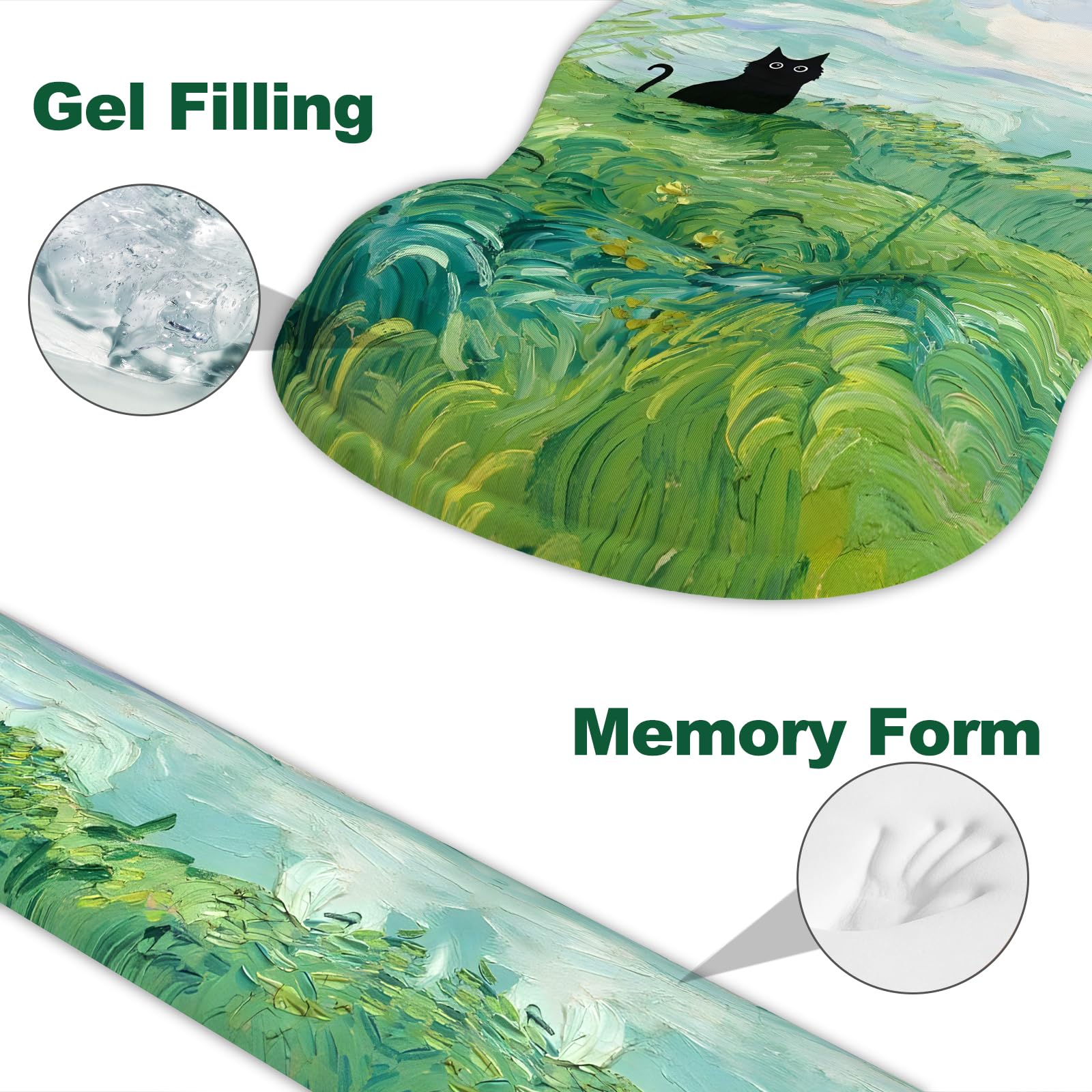 Ergonomic Mouse Pad with Wrist Rest and Keyboard Wrist Rest, Gel Mousepad