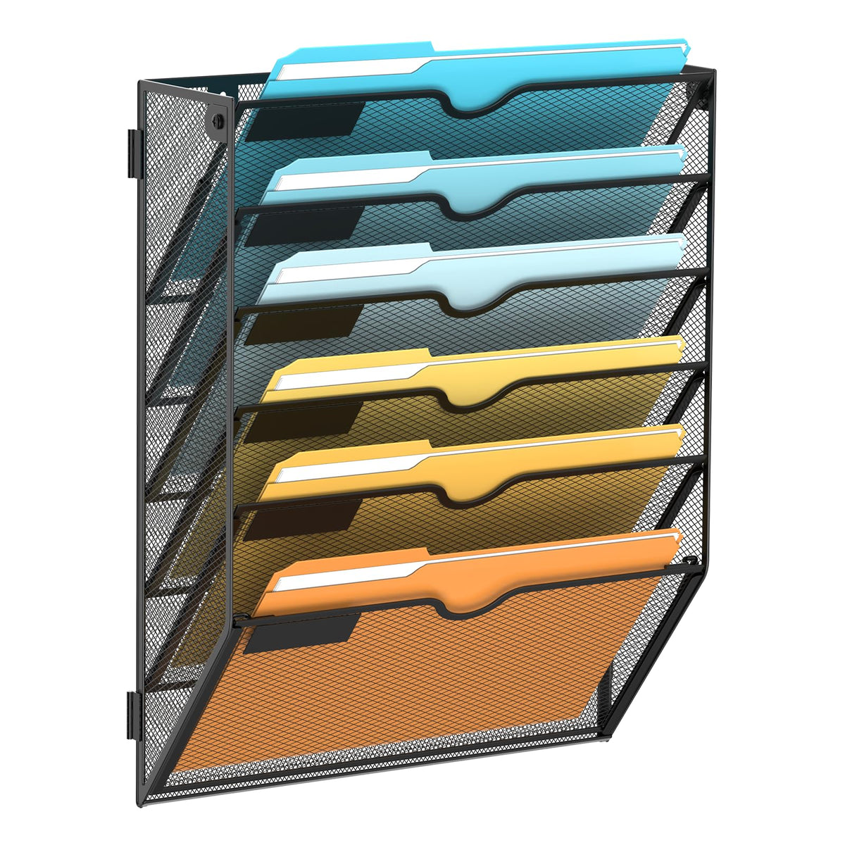 SUPEASY 6 Tier Wall File Organizer, Hanging Wall Mounted Mail Organizer with Label Slots, Metal