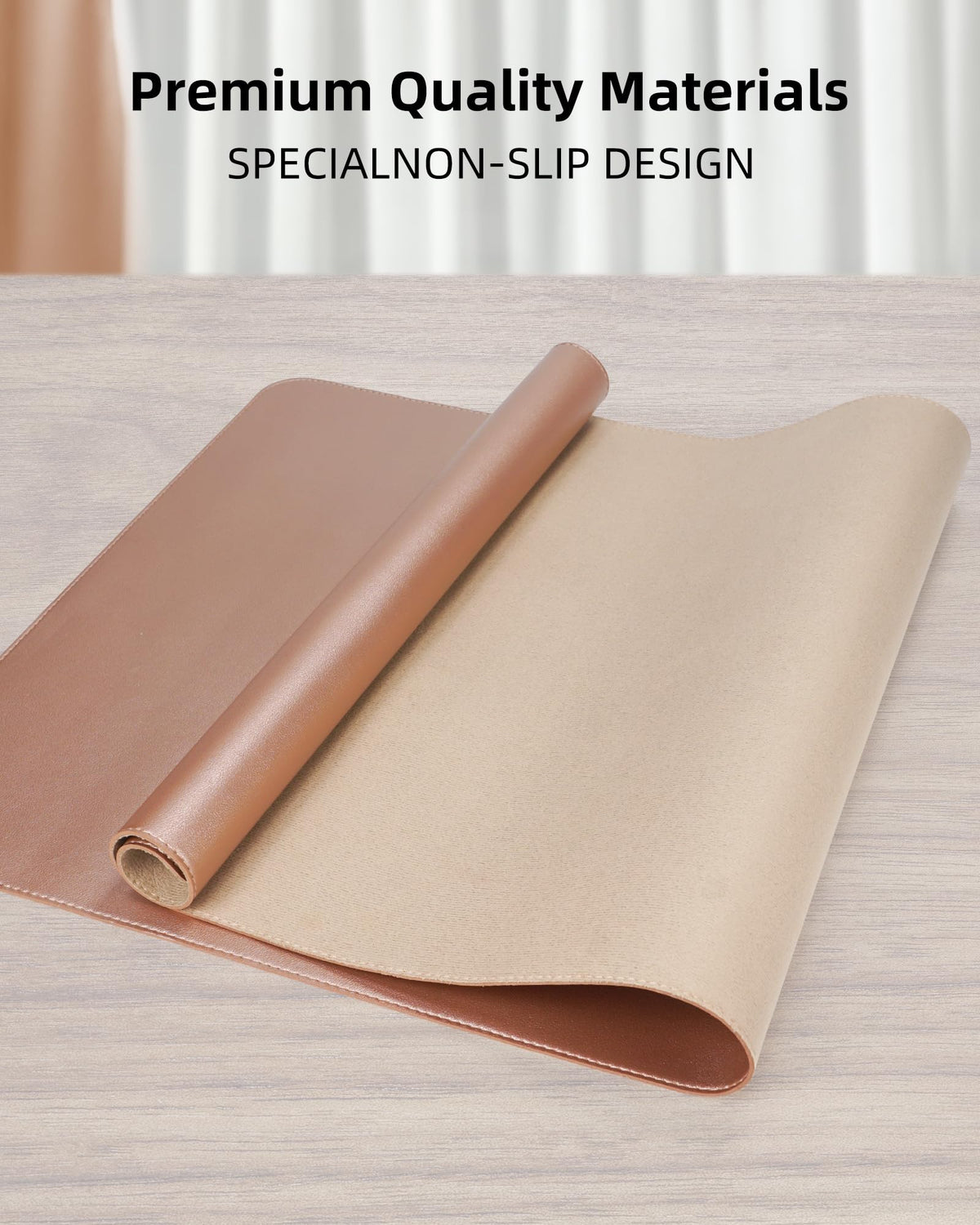 Large Desk Mat - 48" x 17"Leather Desk Pad Protector, Office Desk Mat, Non-Slip PU Leather Large