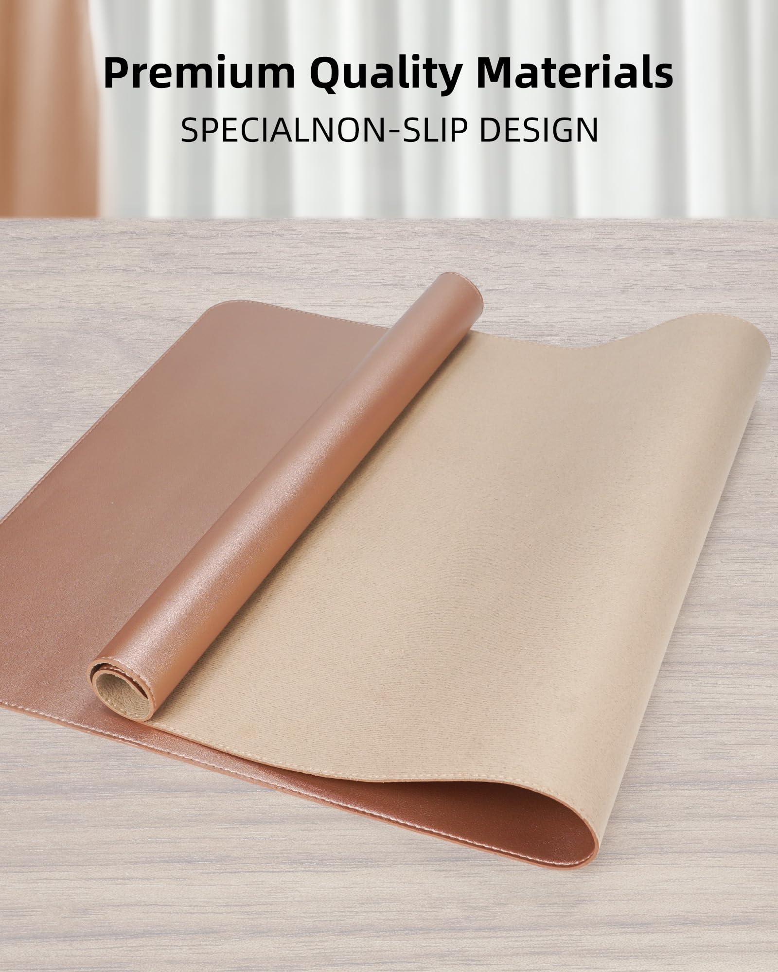 Large Desk Mat - 48" x 17"Leather Desk Pad Protector, Office Desk Mat, Non-Slip PU Leather Large
