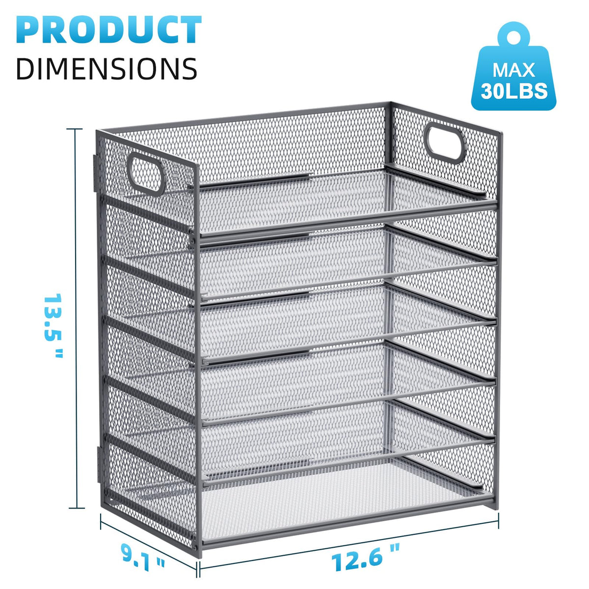 Marbrasse 6 Tier Paper Organizer Letter Tray - Mesh Desk File Organizer with Handle, Paper Sorter