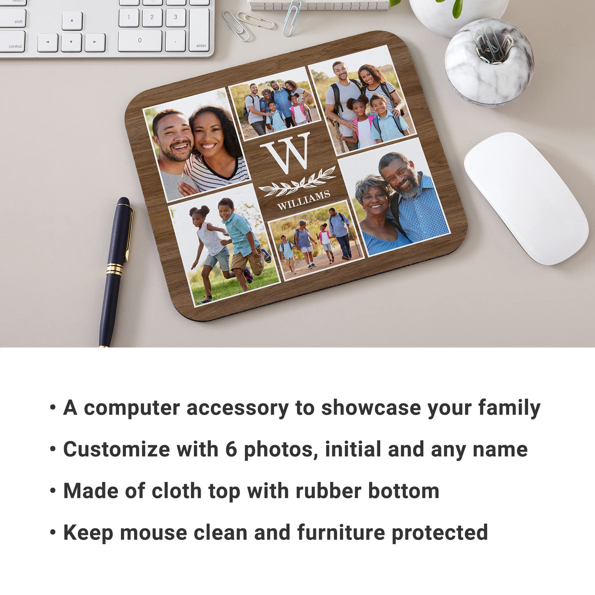 Let's Make Memories Personalized Monogram Photo Mouse Pad - Computer Accessory - Tech Support