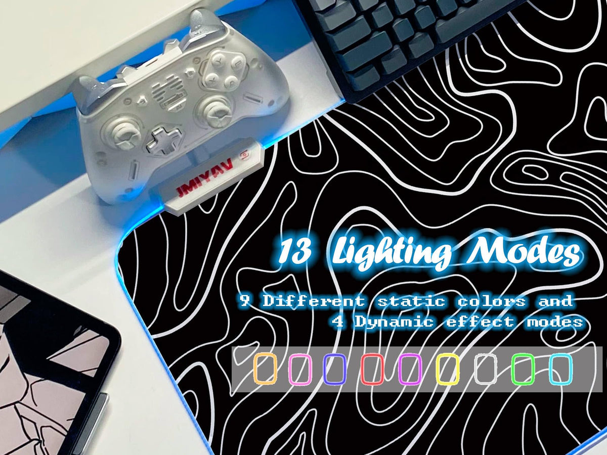 JMIYAV White Gaming Mouse Pad RGB Mousepad 31.5x12In Non-Slip Rubber Base Extra Large Cool XL XXL