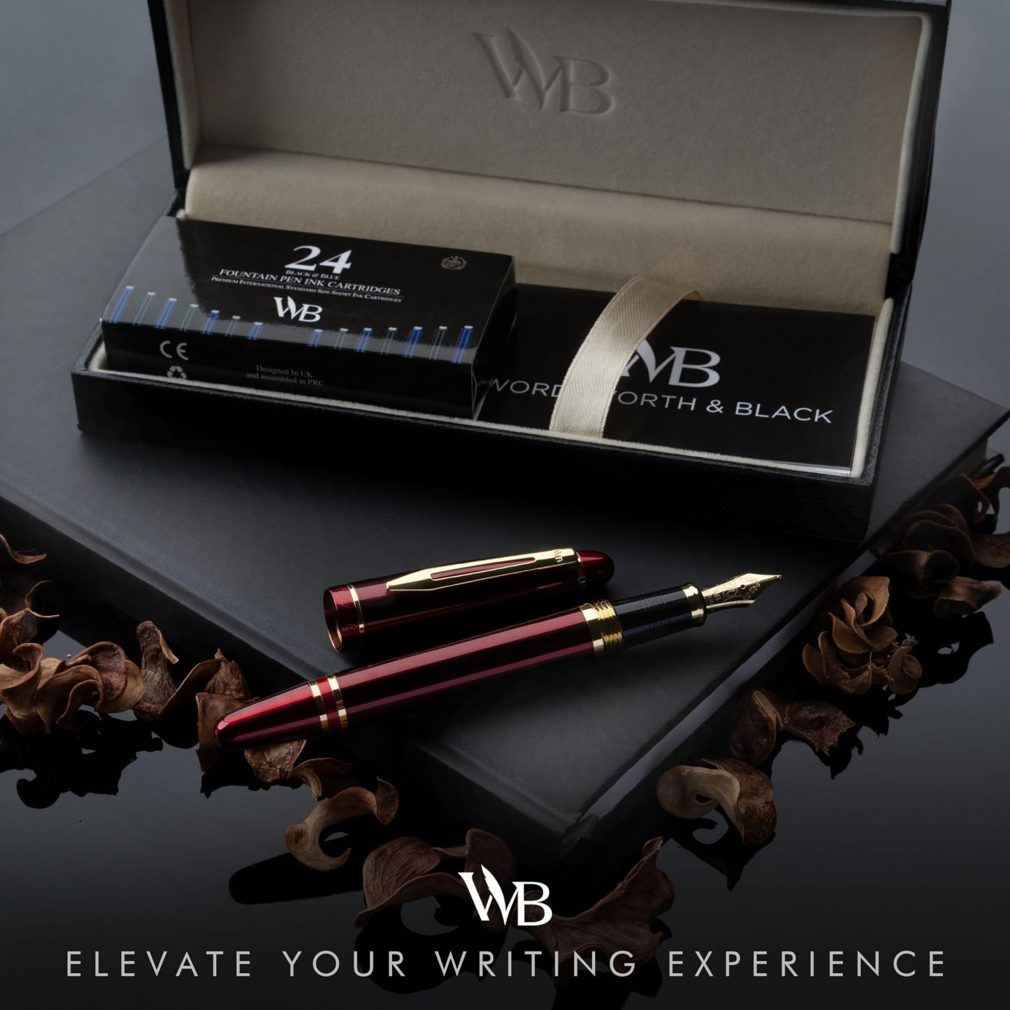 Wordsworth & Black Majesti Fountain Pen Set for Writing, Extra Fine Nib