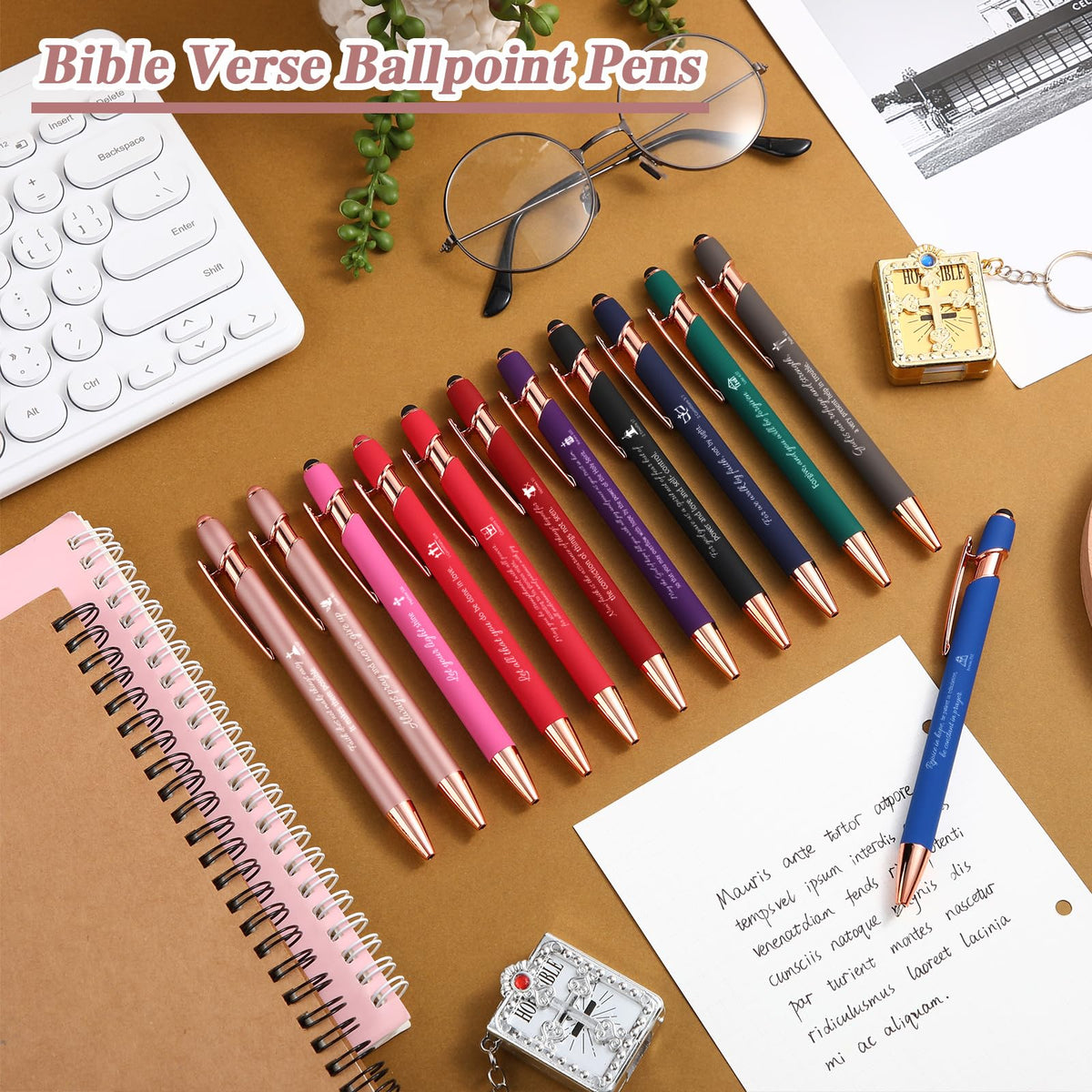 Chuangdi 48 Pcs Bible Verse Pens Bulk Black Ink Pens, Colorful