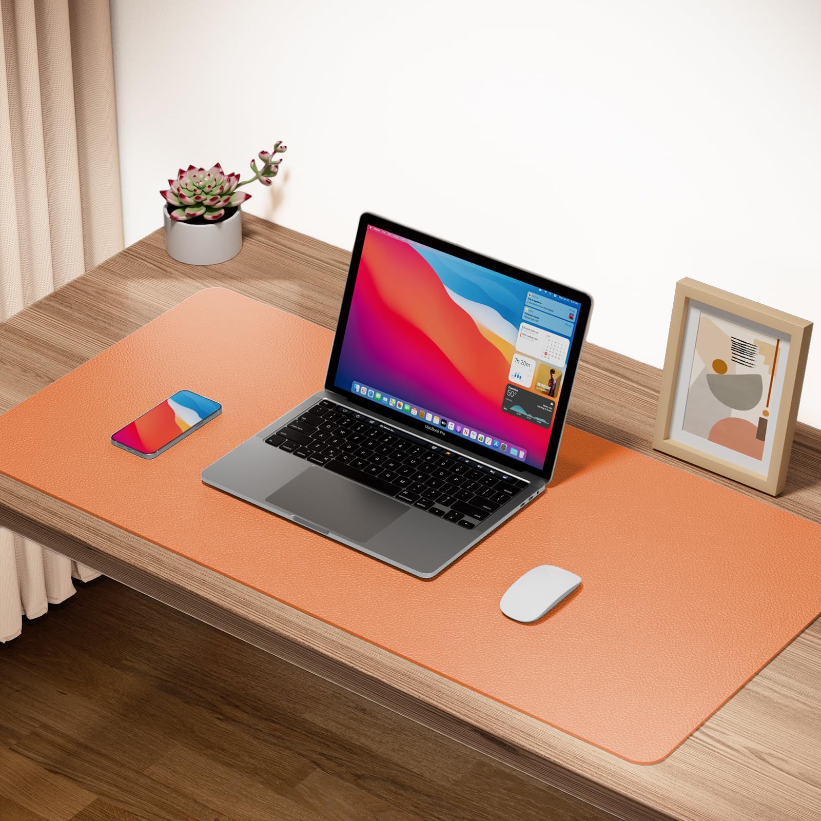Boutilon Leather Desk Pad Protector,Non-Slip Mouse Pad,Laptop Desk Pad,Office Mouse Mat,Waterproof
