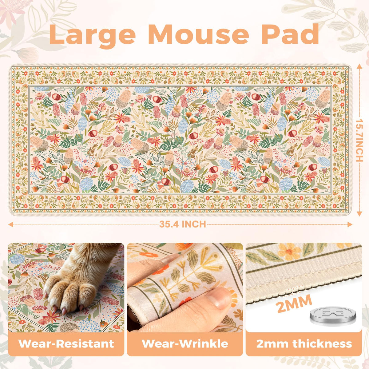 iCasso Desk Mouse Pad Extra Large, Office Desktop Mat for Women