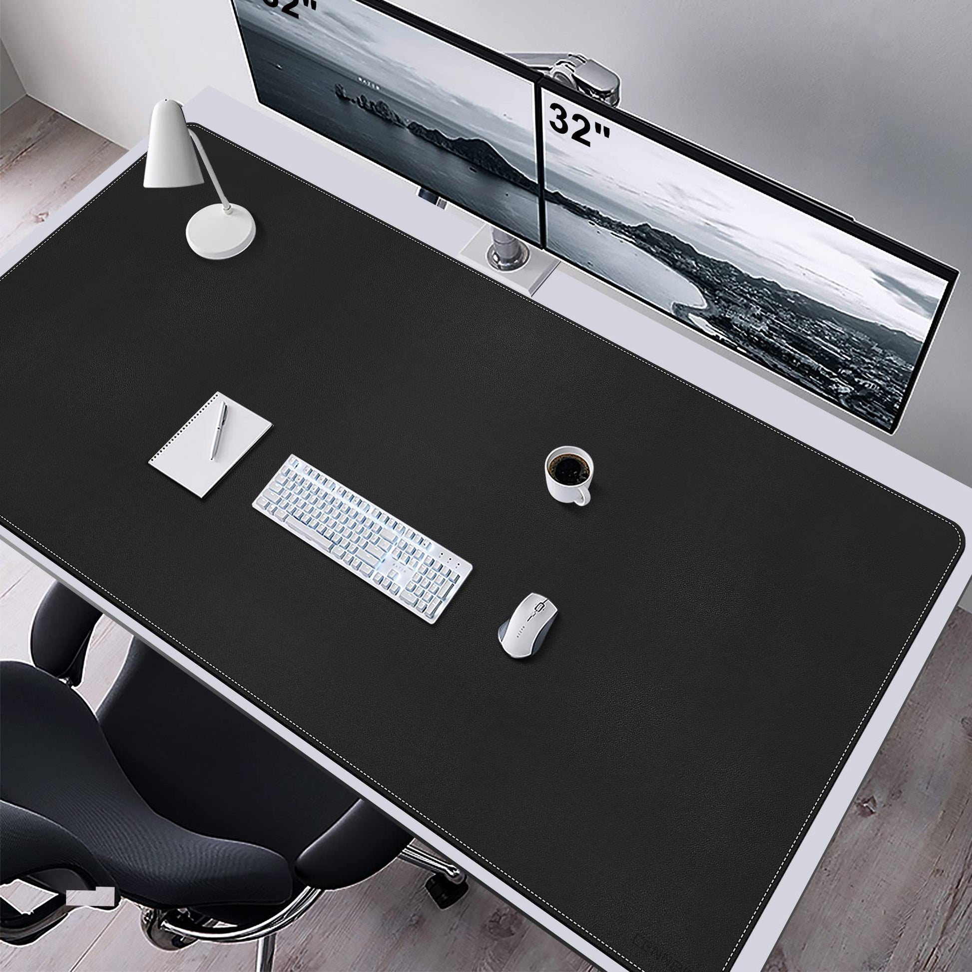 CENNBIE Leather Desk Mat, 63" x 31.4", Large Desk Pad Protector Black
