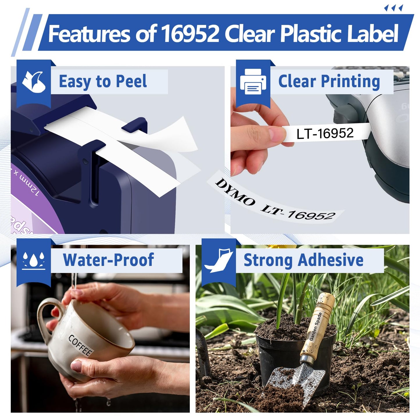 10PK Compatible for Dymo LetraTag Refills 16952 Black on Clear 12mm x 4m