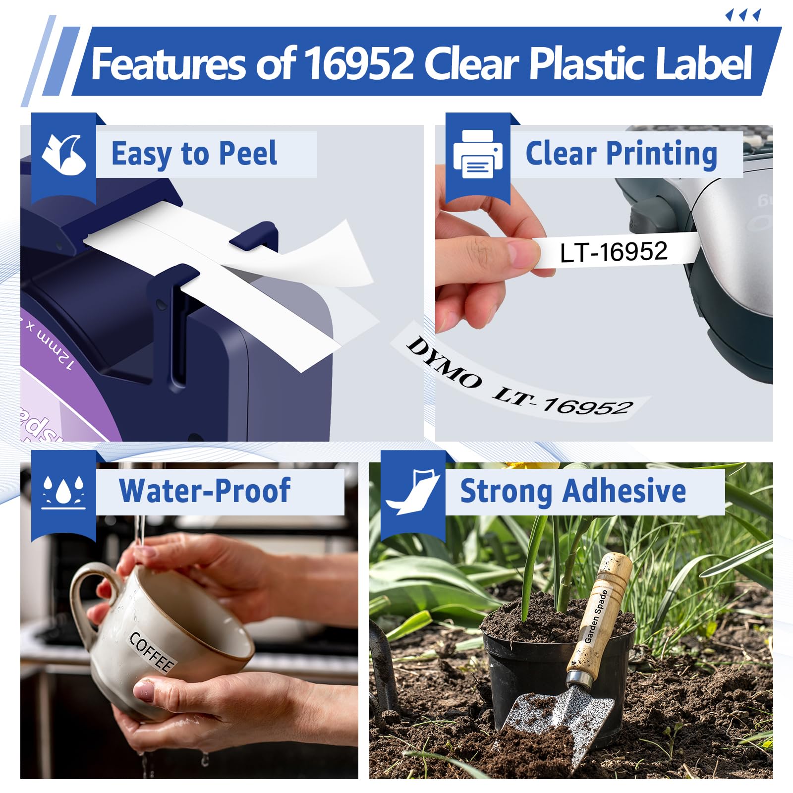10PK Compatible for Dymo LetraTag Refills 16952 Black on Clear 12mm x 4m