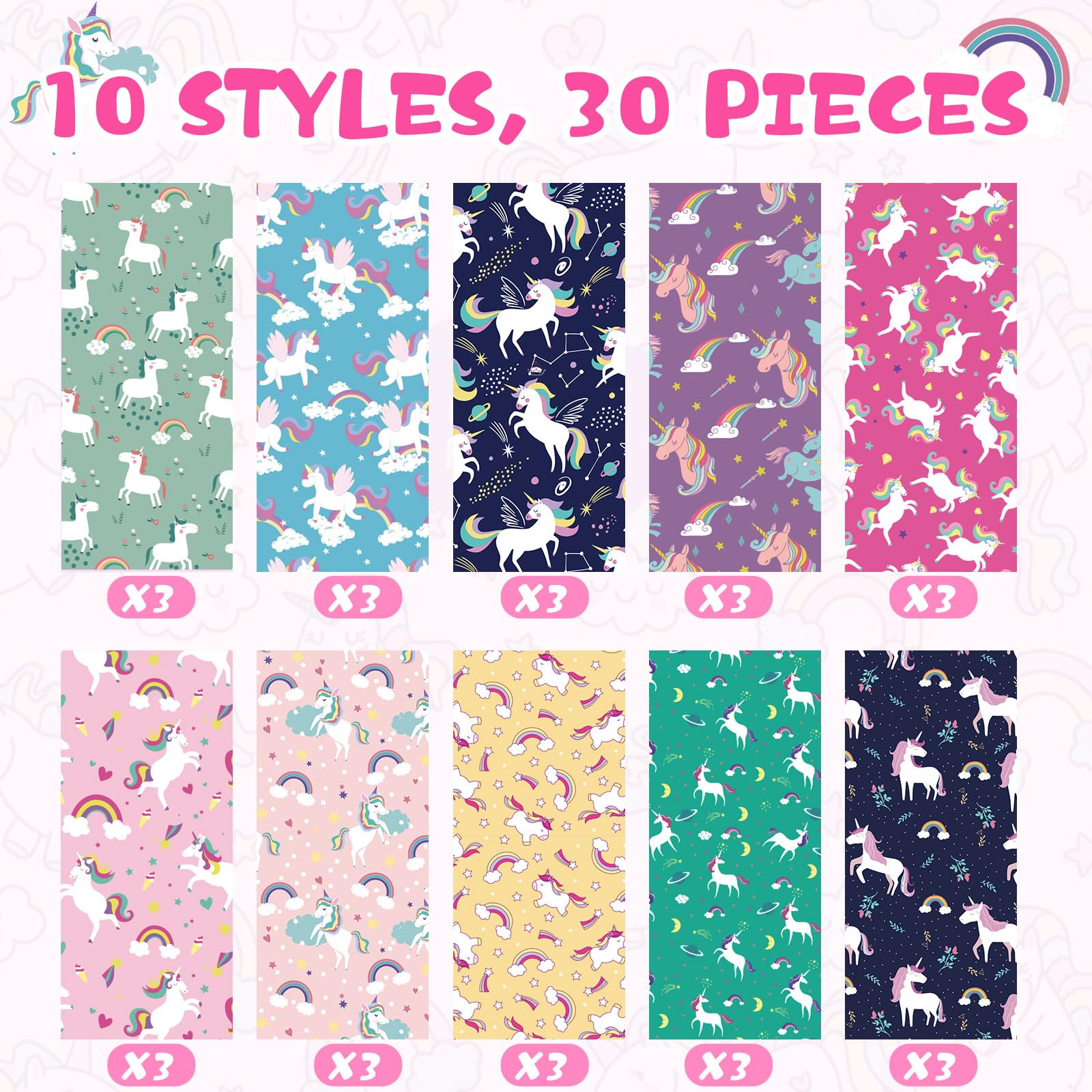 TecUnite 30 Pcs Unicorn Ballpoint Pens Cute Cartoon Unicorn Pens 1.00 mm Cute Black Ink Rainbow