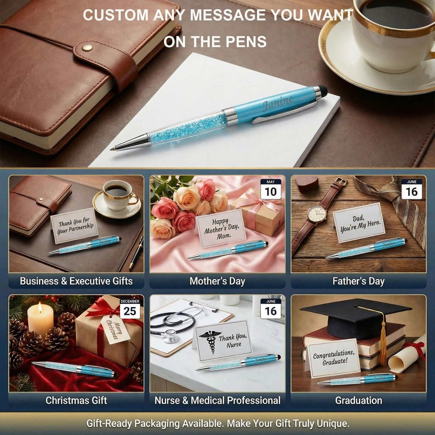 Yastar Custom Name Pens, Gift for Business Christmas Graduation Anniversary