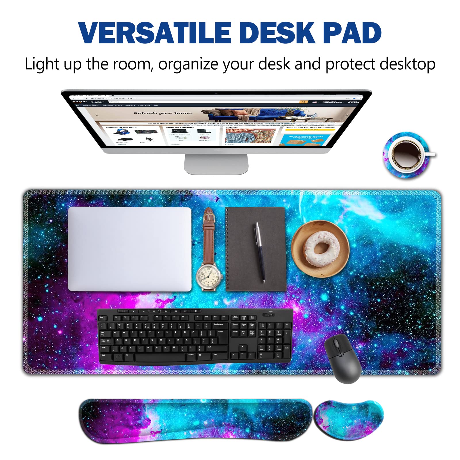 AIMSA Large Gaming Mouse Pad Set, Keyboard Wrist Rest Support Mouse Pad, Ergonomic Memory Foam