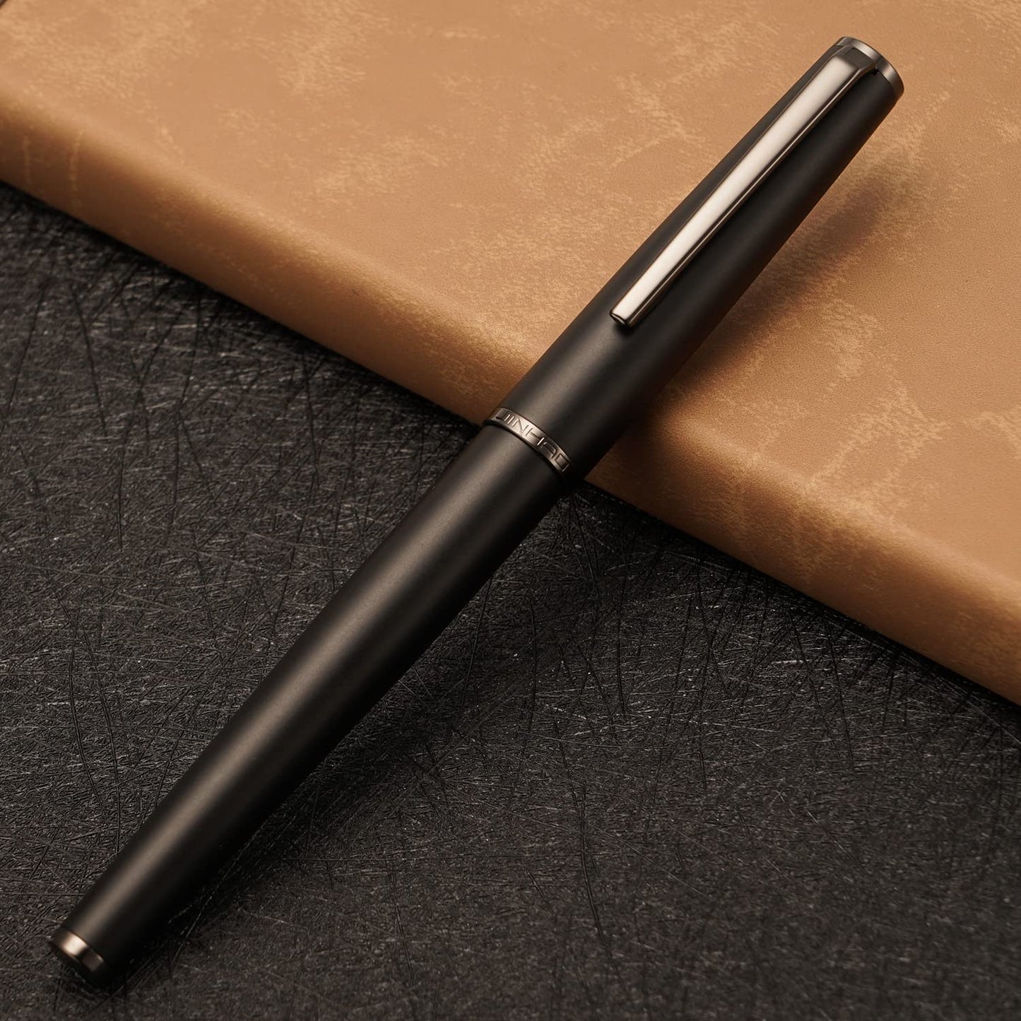 Jinhao 95 Metal Fountain Pen Titanium Black Fine Nib, Matte Black Writing Pen
