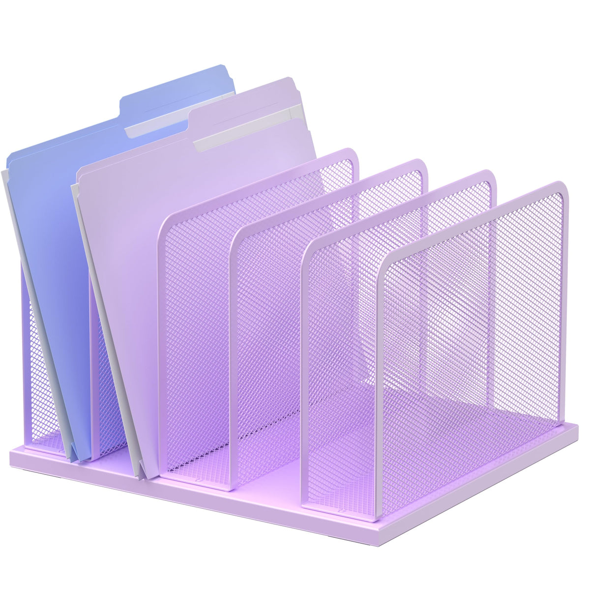 Kuntine.B 5-Section Upright Desk File Organizer Purple 1 Pack