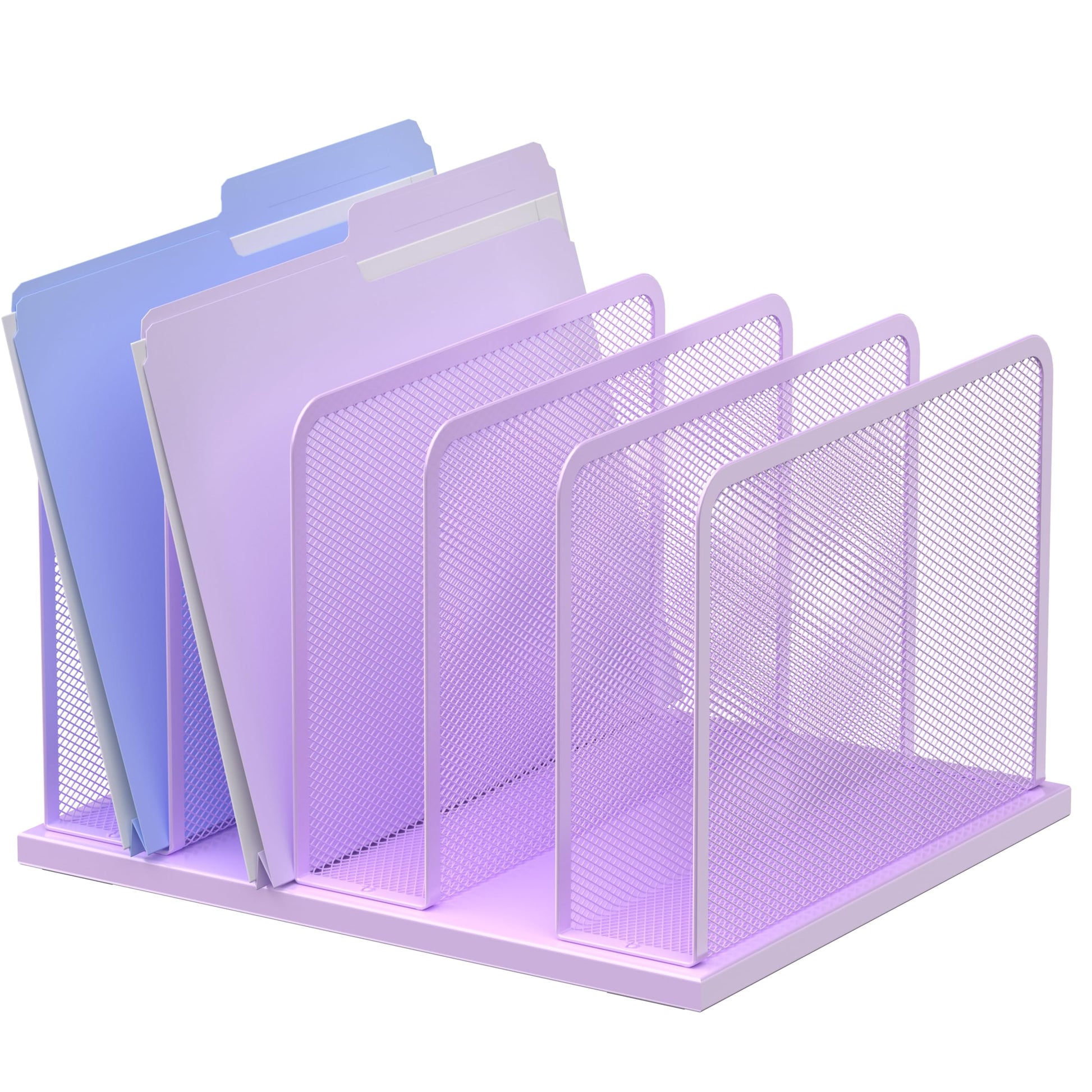 Kuntine.B 5-Section Upright Desk File Organizer Purple 1 Pack