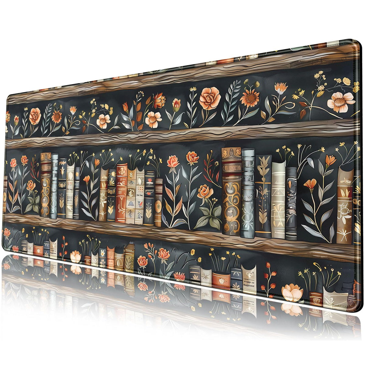 Library Desk Mat Dark Academia Large Mouse Pad Forest Book Nature Floral Gaming Mousepad XL Vintage