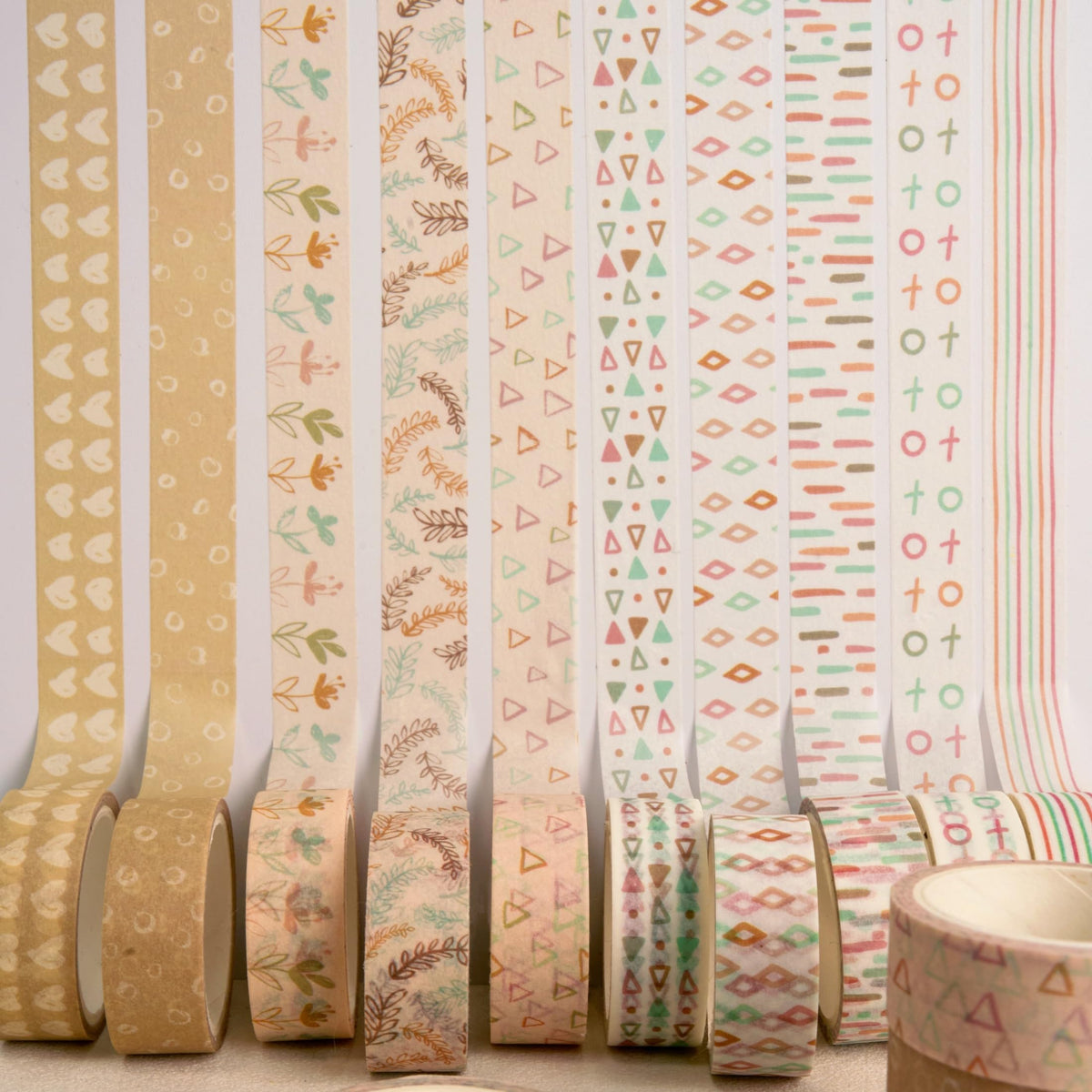 YUBX Boho Washi Tape Set 10 Rolls Cute Masking Graphic Floral Pattern Decorative Tapes for Arts