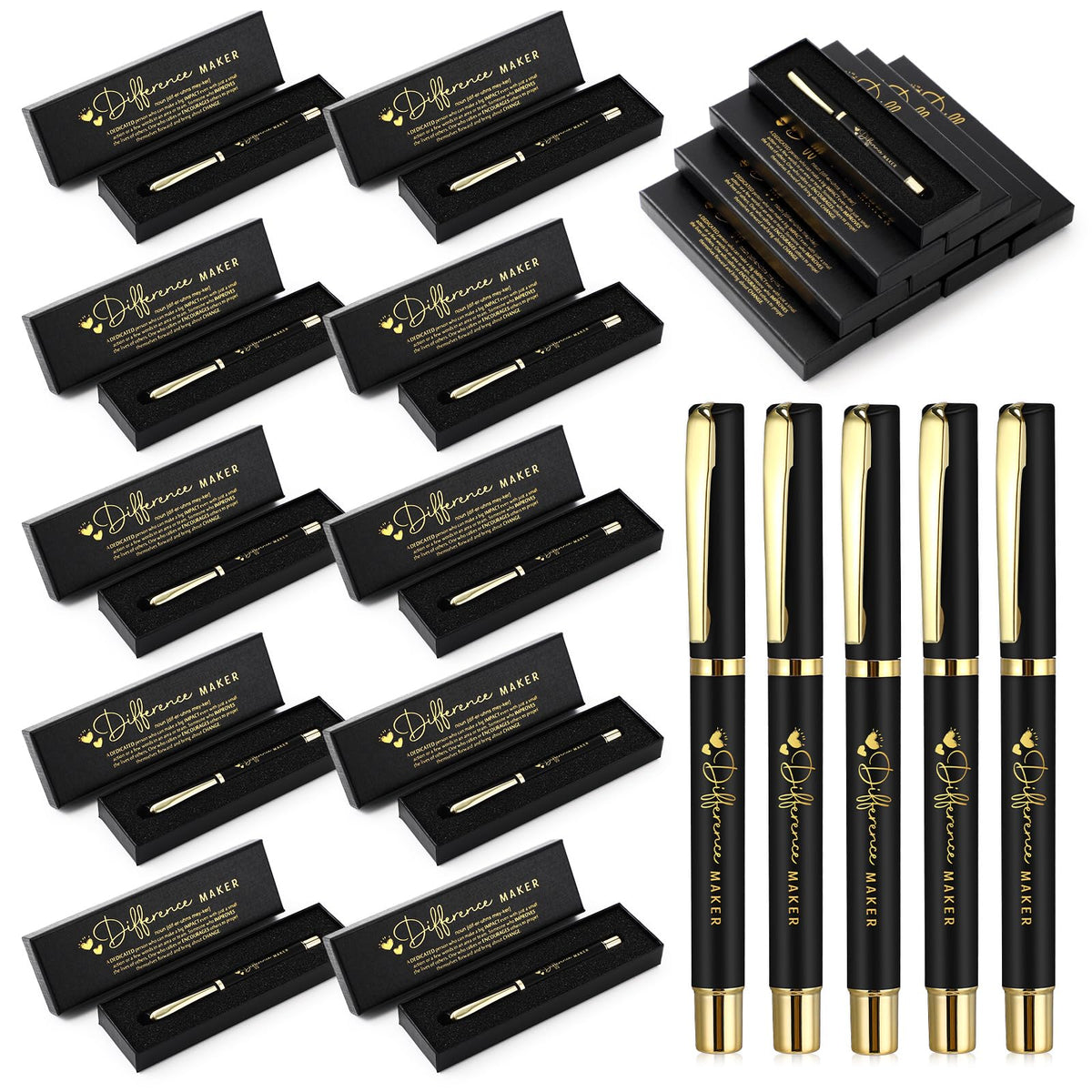PerKoop 20 Sets Difference Maker Appreciation Gifts Pens with Box