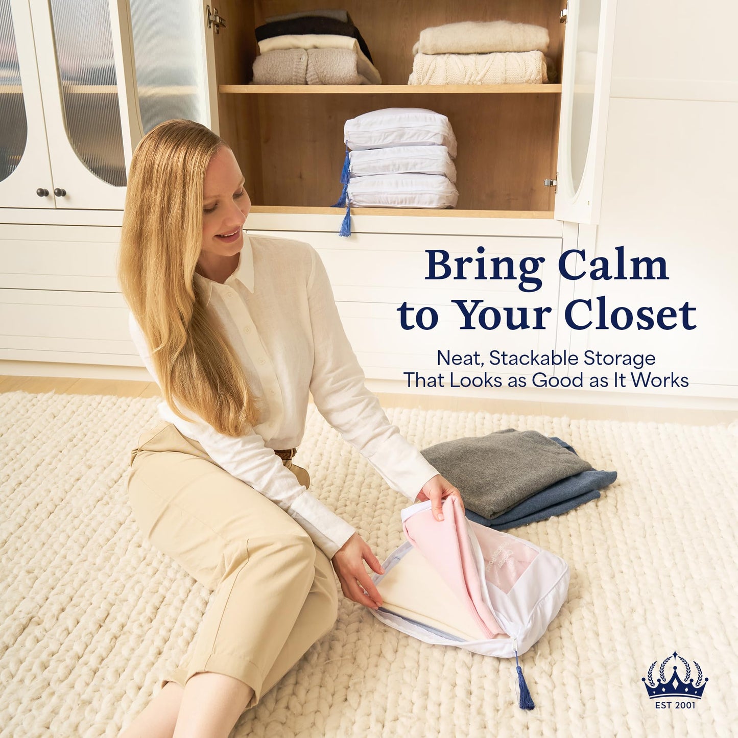 The Cashmere Choice Cashmere Storage Bags for Clothes, Sweaters, Scarves – 100% Cotton Garment Bag