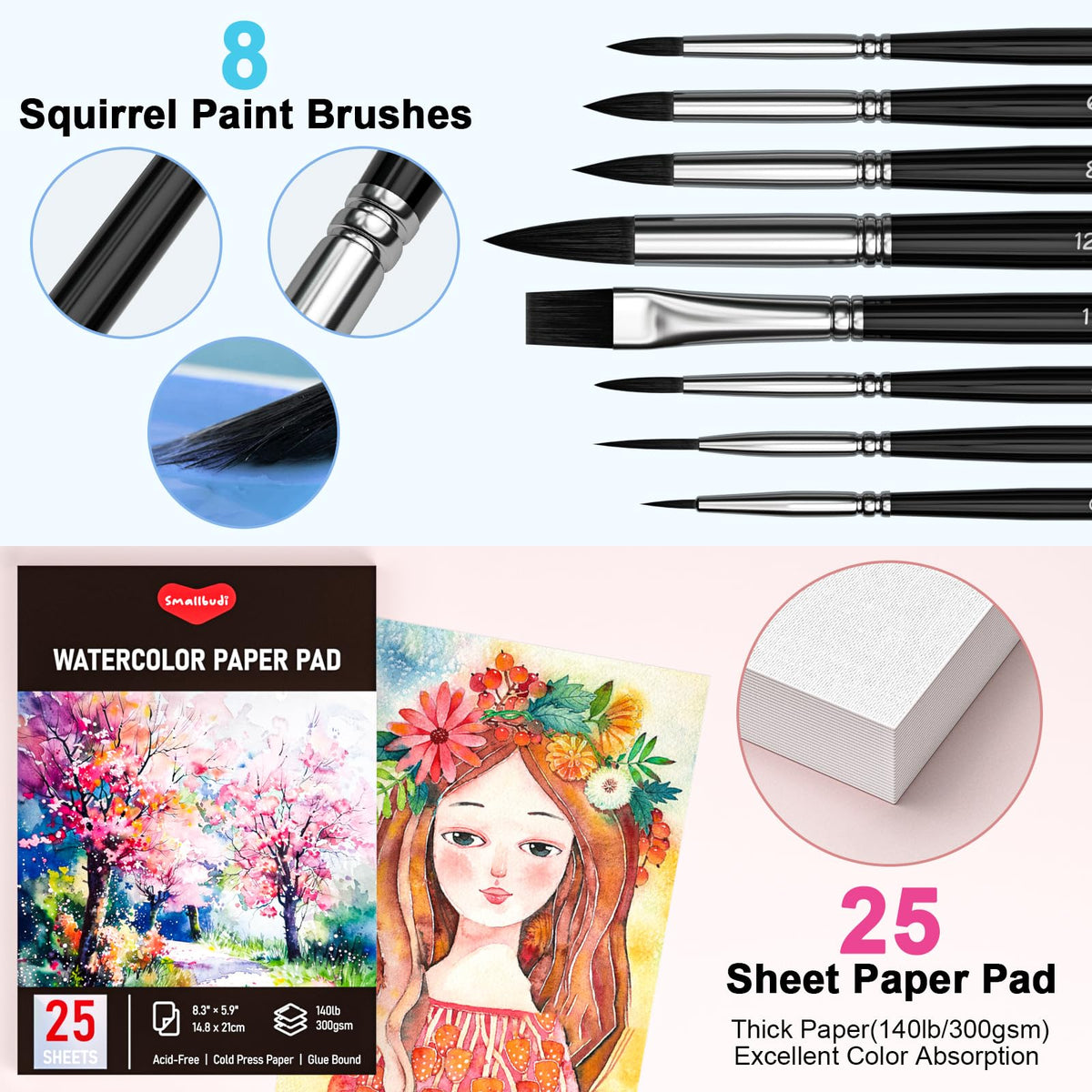 Smallbudi All in One Watercolor Paint Set 168 Colors with Portable Box