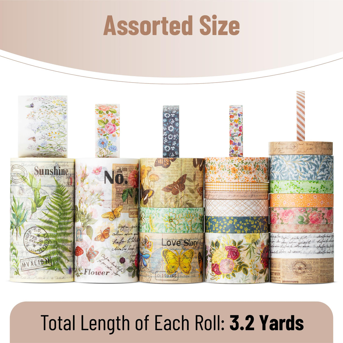 Mr. Pen- Washi Tape Set, 24 Rolls, Assorted Sizes, 3.2 Yards/Roll