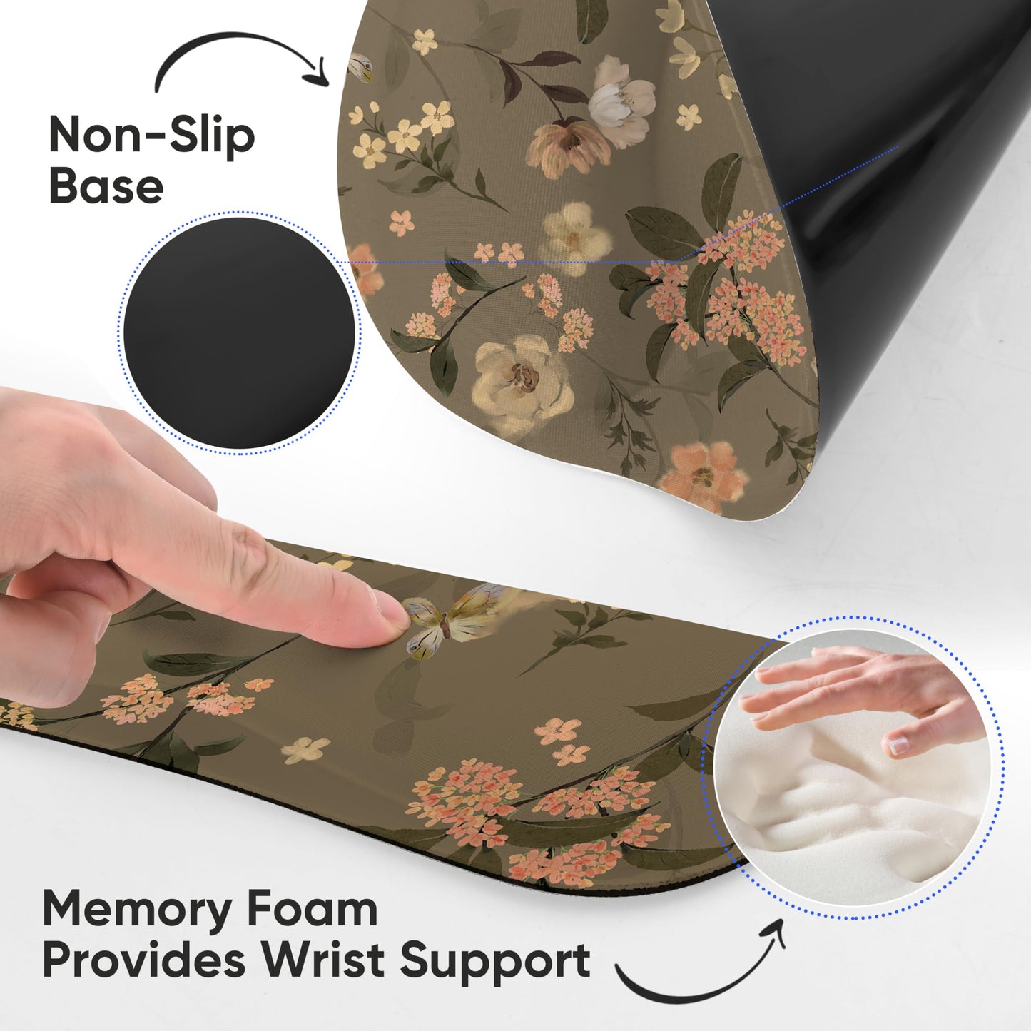 AORTDES Ergonomic Keyboard Mouse Pad Wrist Rest Support Set for Laptop/Computer/Desktop,Memory Foam