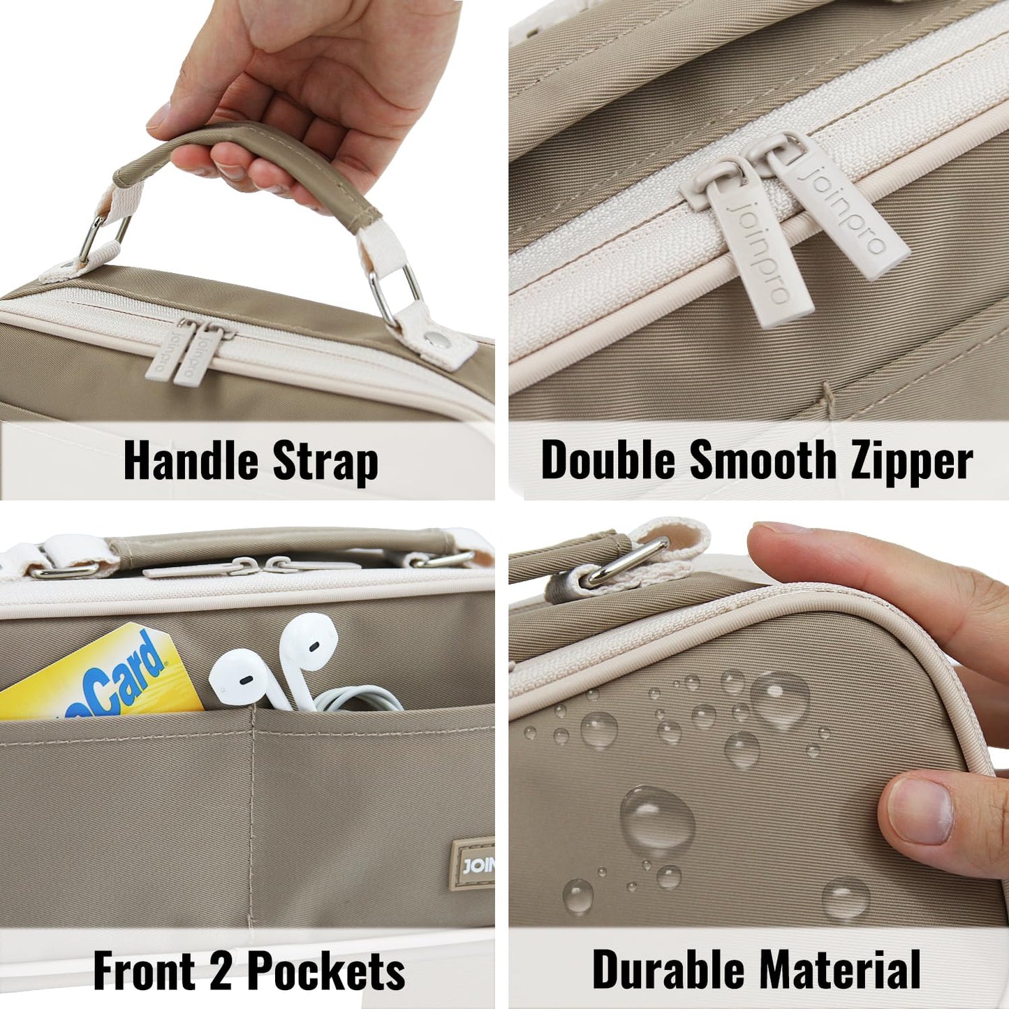 JOINPRO Large Capacity Pencil Case, 4 Compartment Pen Pouch Organizer with Double Zipper, Storage