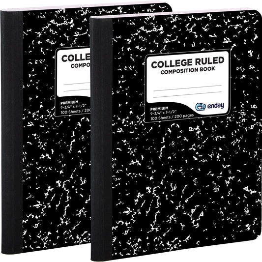 Enday Marble Composition Notebook College Ruled (2 Pack) 100 Sheets Black Composition Notebook For