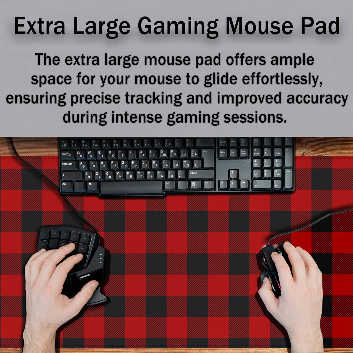Samgula Buffalo Plaid Mousepad, XXL Big Mouse Pads Computer Desk Pads, Mat Non-Slip Rubber Base