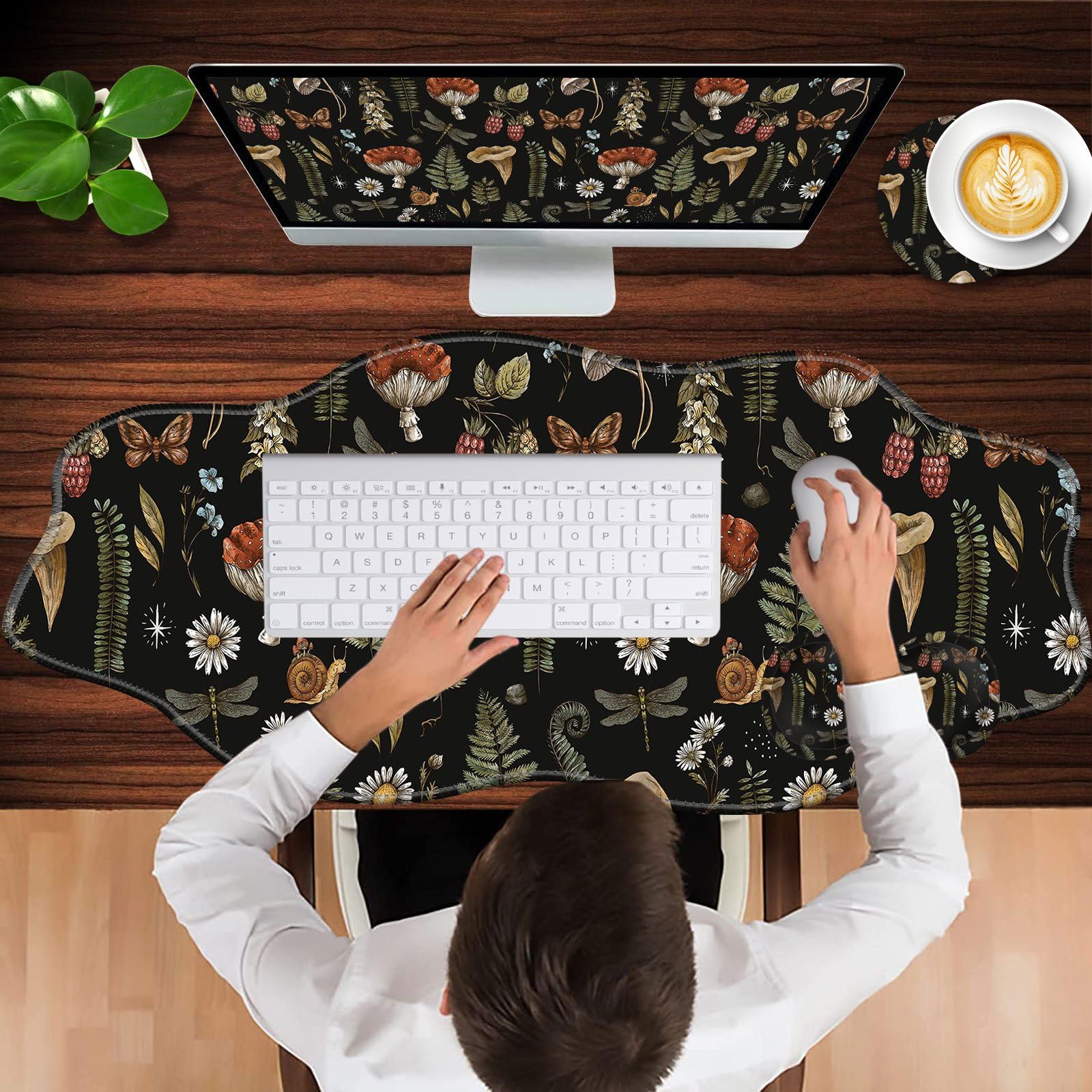 CICPLKSE Mouse Pad with Wrist Support + Desk Mat + Coaster 3 in 1 Set, XXL Large Gaming Mousepad