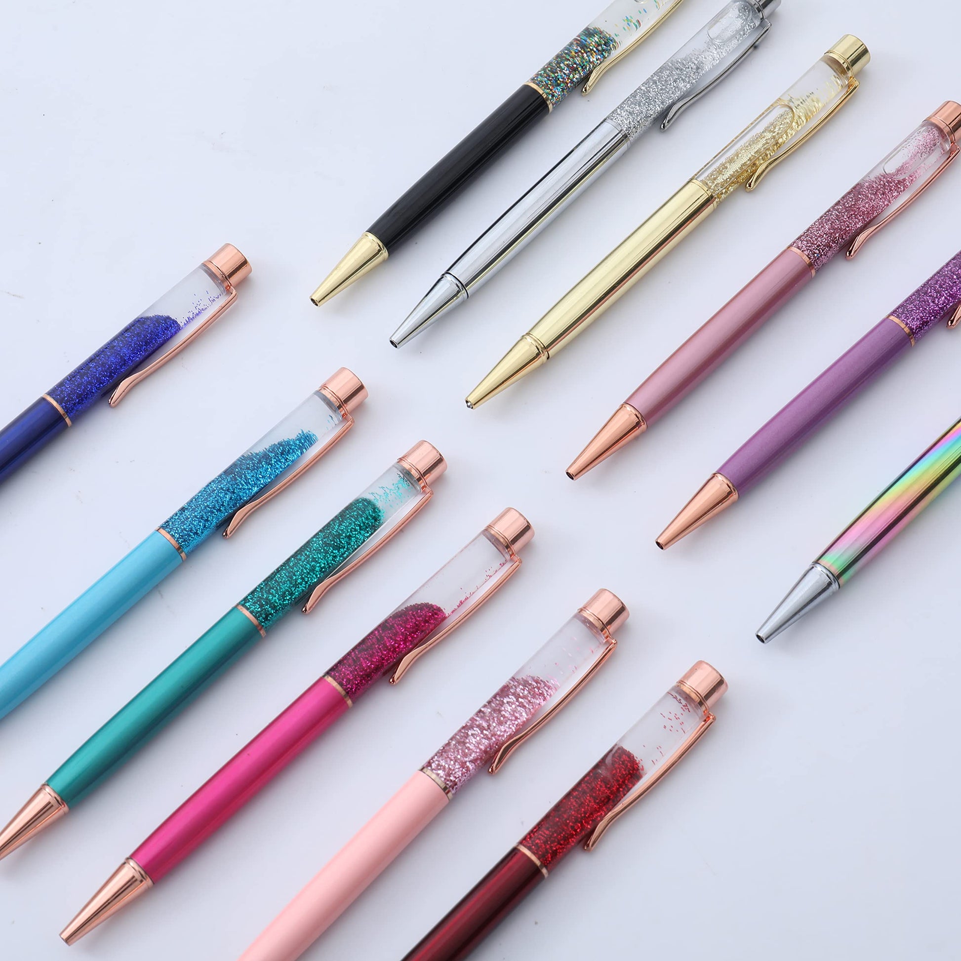 Oddmoal Fancy Metal Ballpoint Pens Floating Glitter Dynamic Liquid Sand Pen for Office Supplies