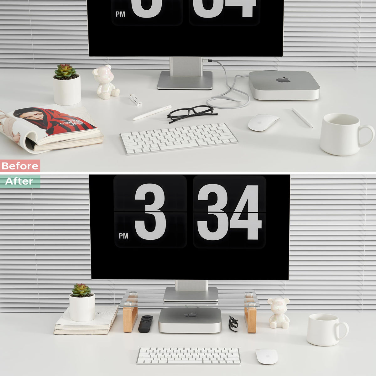 YEOUX Multi-Purpose Desktop Stand - 17.0" x 9.0" x 3.5" (Clear & Beech)
