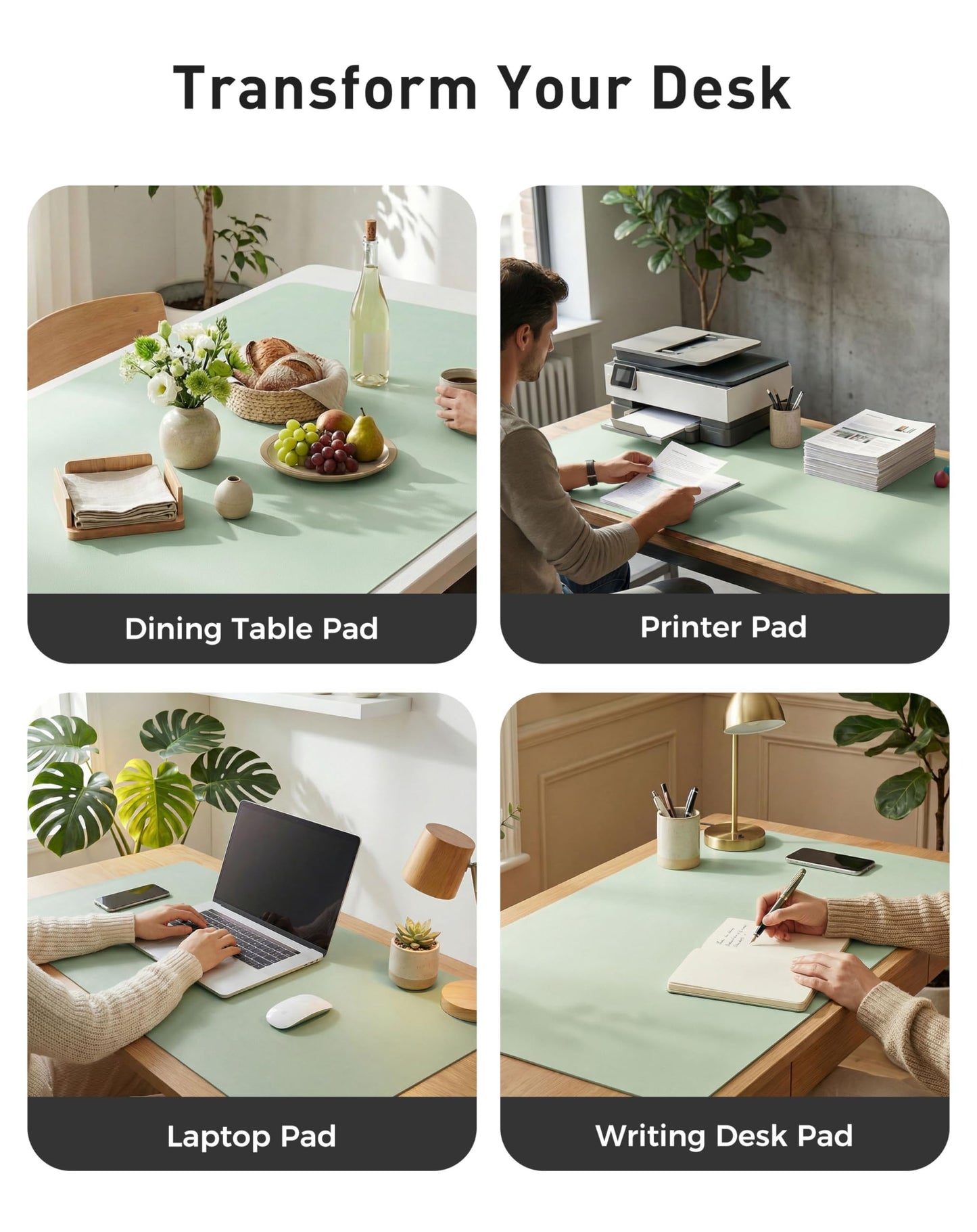 Aothia Faux Leather Desk Mat - Large Mouse Pad, Non-Slip PU Leather Blotter, Waterproof Writing